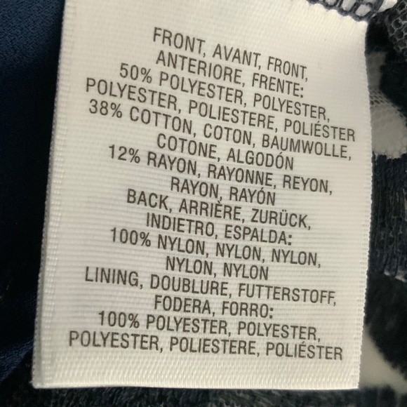 Anthropologie Vanessa Virginia Navy Blue Embroidered Lace Tulle Back Top SZ M - Picture 10 of 14